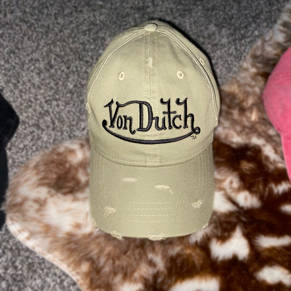 Von Dutch khaki distressed baseball cap